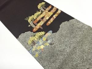 ヱ霞に松藤・花々・鹿の子模様織出し袋帯